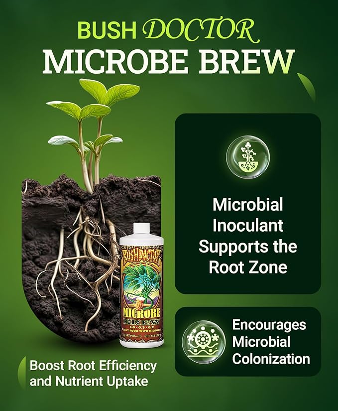 FoxFarm Bush Doctor Microbe Brew - Liquid Microbial Inoculant for Plants - Enhance Root Efficiency & Nutrient Uptake - Supports Hydroponic & Soil Applications for Flowers, Vegetables & Trees - 1 Quart