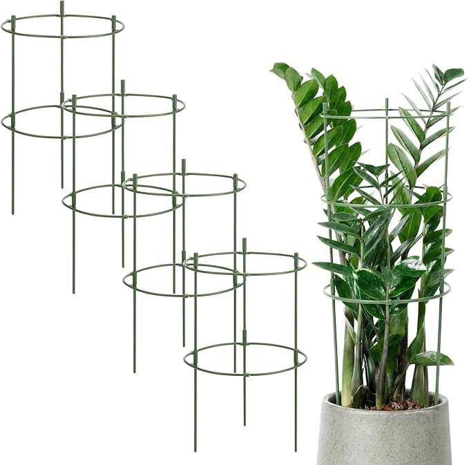 25 Pack Plant Support Stakes Stackable Plastic Plant Cage Holders Round Garden Flower Support Ring Vegetable Trellis Cages Stand for Indoor Outdoor Flower Pot Climbing Plants