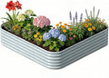 L-Shaped Metal Raised Garden Bed 7x7x1.5 ft, 18" Tall Galvanized Steel Corner Raised Garden Bed for Vegetables & Flowers, Modular Outdoor Raised Planter Box for Backyard Patio – Brooklyn Grey