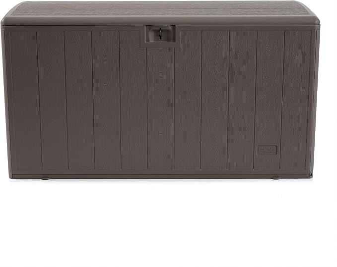 Plastic Development Group Outdoor Storage Deck Box, Standard Close, 105 Gallon, Driftwood