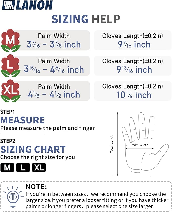 LANON Protection Gardening Gloves for Men Women, 2 Pairs Nitrile Coated Garden Gloves with Grip, Breathable B.COMB AIR Technique, Dusty Olive & Bluebird, Small