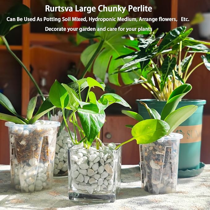 Natural Organic 1-2CM Chunky Perlite 5QT for Plants Horticultural Coarse Pearlite Bulk Potting Mix Garden Soil Amendment for Enhanced Drainage and Ventilation for Indoor Outdoor Plants