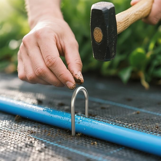 MySit 100 Pack 6 Inch Garden Stakes Heavy Duty 11 Gauge Galvanized Yard Staples U Pegs Fences Drip Irrigation Securing Stakes 1/2-Inch to 1-5/8-Inch Loop Stake for Anchoring Lawn Drippers Soaker Hose