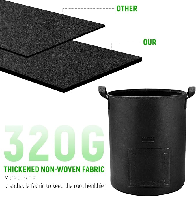 4 Pack 10 Gallon Potato Grow Bags with Flap and Handles, Heavy Duty Fabric Pots for Planting Potato,Carrots