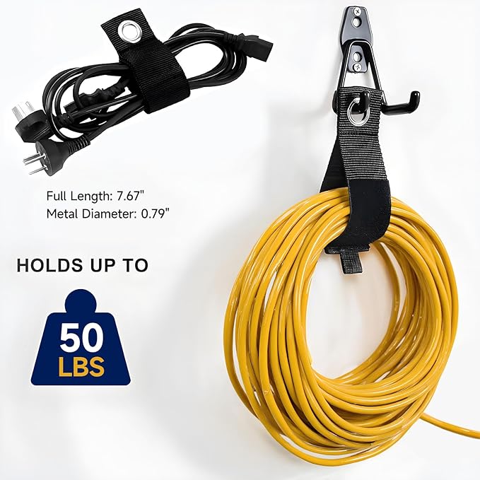 12 Pack Garage Hooks Heavy Duty, Iron Garage Storage Hooks with Anti-Slip Coating, Utility Wall Mount Hangers for Garden and Power Tools, Ladders, Bikes, Hoses and Bulky Items