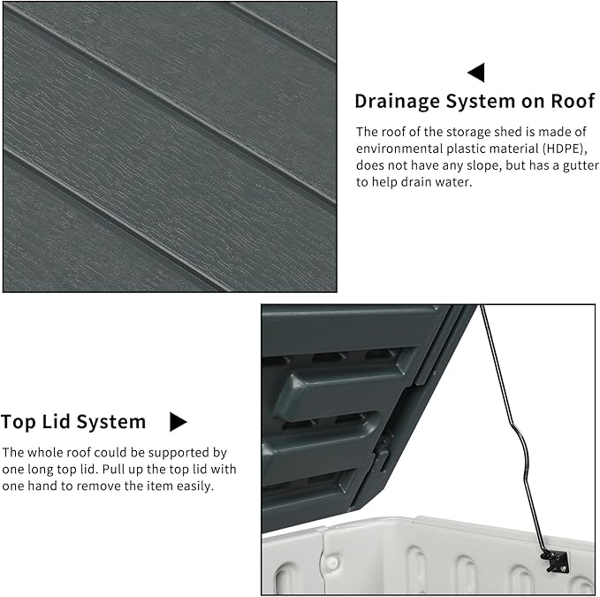 VINGLI Upgraded 260 Gallon Outdoor Storage Box, Lockable HDPE Storage Containers with Lid, Wooden Grain Surface Deck Box Patio Furniture for Garden, Pool, Balcony, Yard