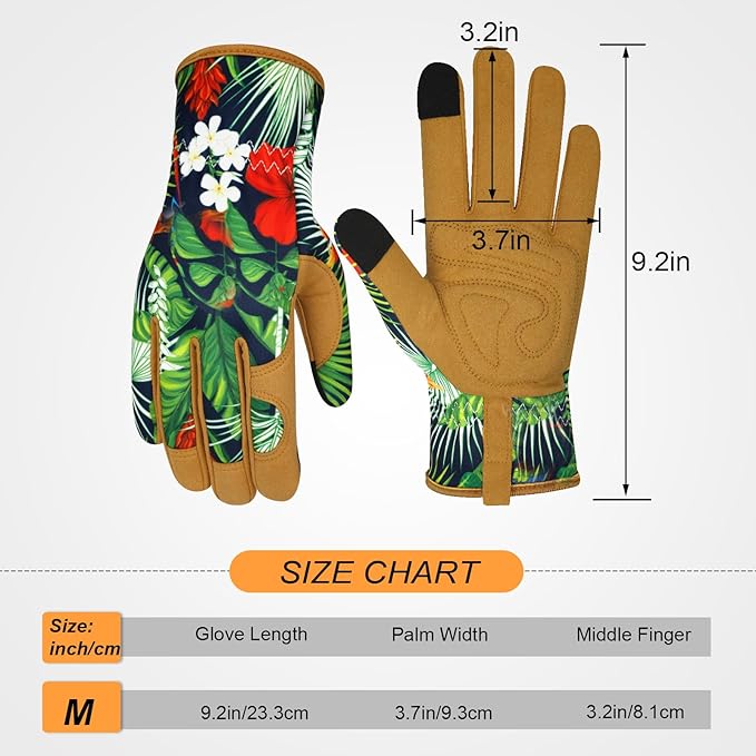 Leather Gardening Gloves for Women Garden Gloves Thorn Proof Touch Screen Design Heavy Duty Working Yard Gloves