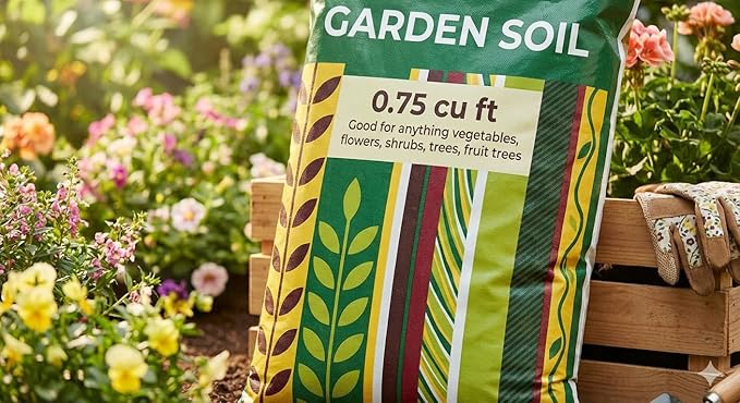 Lot of Premium Garden Soil All Purpose 0.75 cu. ft. for In-Ground Use, Gardens and Raised Beds, Flowers, Vegetables, Trees, Shrubs, Buy 6, 9 or 60 Bags - Don't Carry Heavy - CAR Clean. (9)