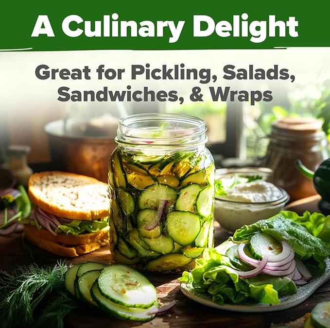 HOME GROWN Non GMO Organic Cucumber Seeds - 200 Marketmore Heirloom Vegetable Seeds for Planting in Trellises, Raised Beds, Containers (Cucumis sativus)
