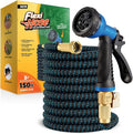 Flexi Hose Expandable Garden Hose with 8 Function Nozzle, 150FT - Lightweight Retractable Garden Hose, Water Hose - No-Kink Flexibility, 3/4 Inch Solid Brass Fittings and Double Latex Core