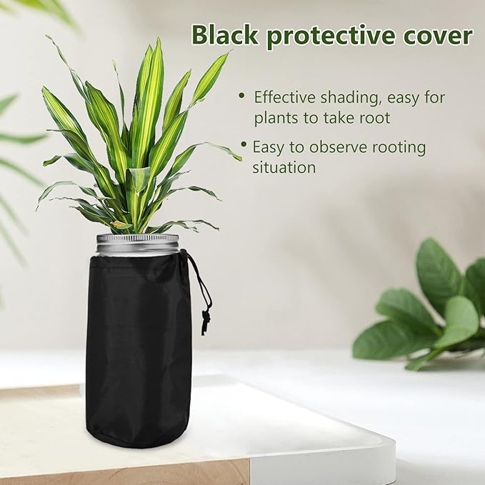 12pcs Kratky Wide Mouth Hydroponic Cover Lids with Blackout Sleeves and Hole for Mason Jars