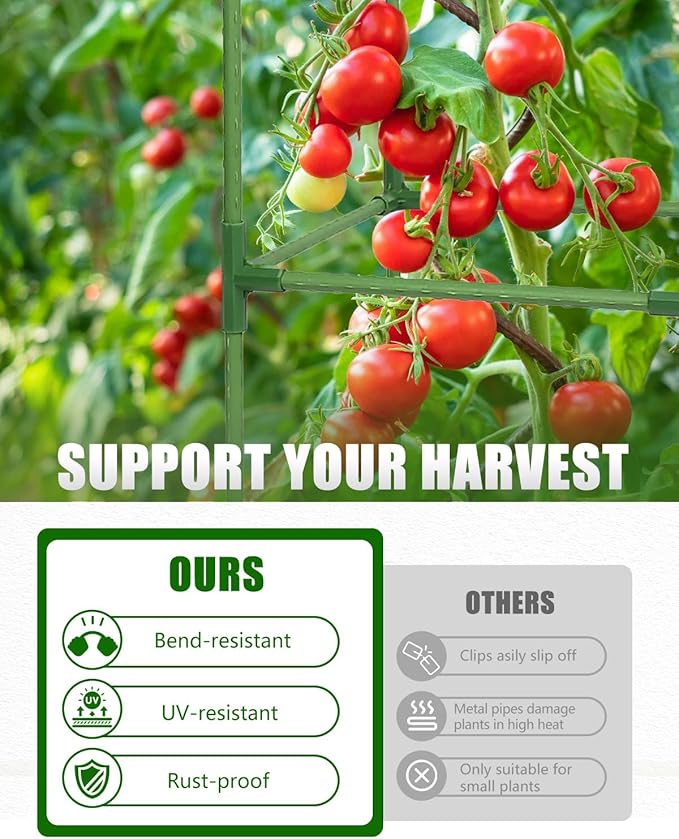 joyhalo 3 Pack Tomato Cage for Garden, 47 Inch Heavy-Duty Tomato Trellis, Height Adjustable Garden Trellis for Climbing Plants Vegetables Flowers Cucumber Peony