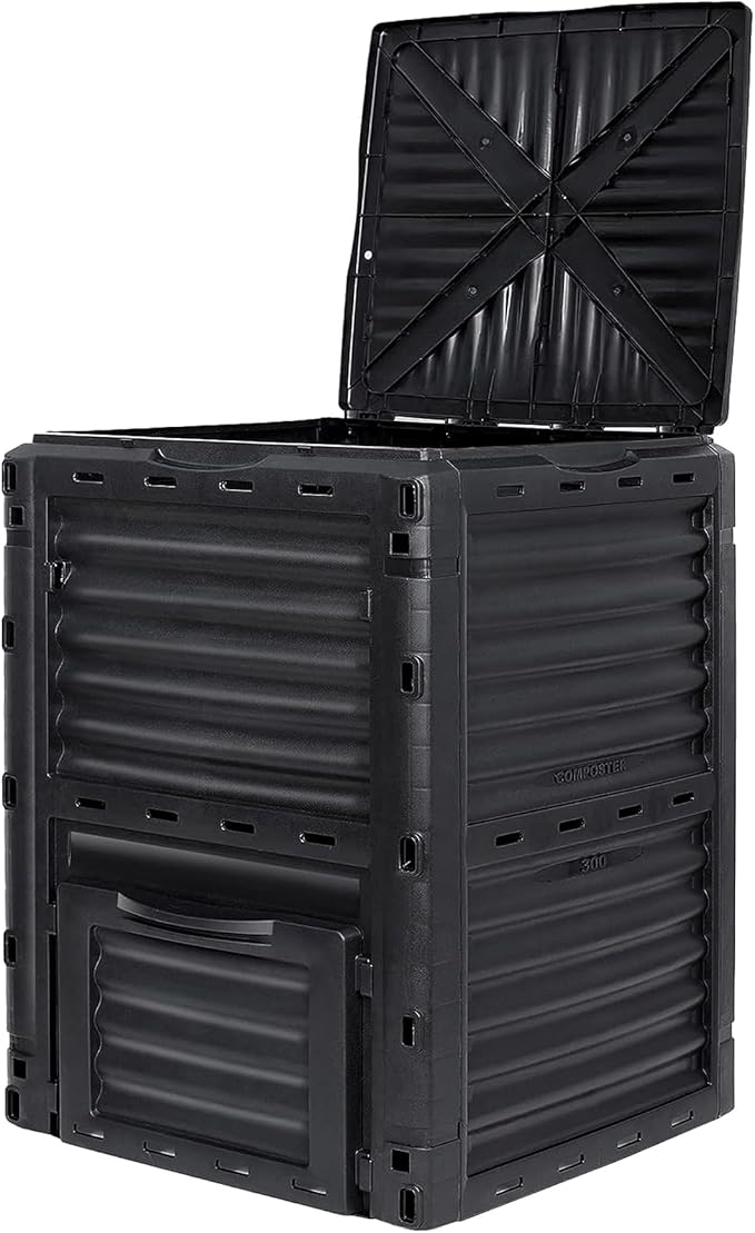 Simply Bio Garden Compost Bin from BPA-Free Material - 80 Gallon (300 L) Large Outdoor Compost Bin, Easy Assembly, Lightweight, Fast Soil Creation, Black