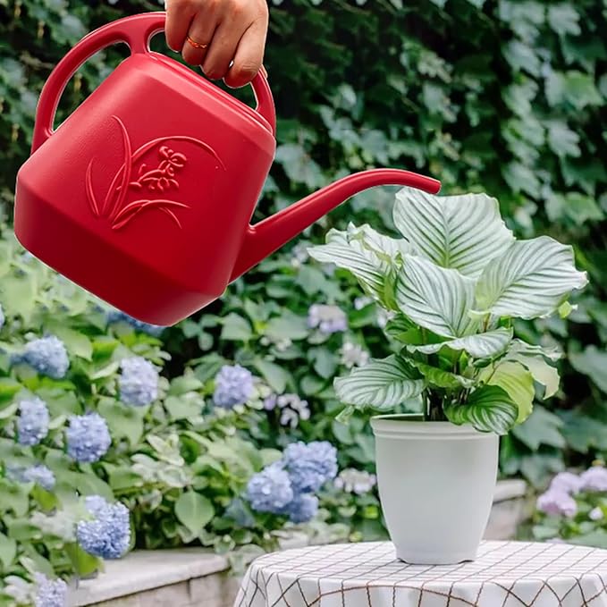 Grip Watering Can - with Long Spout - 1 Gallon - Wine Red
