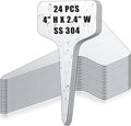 Hicarer 24 Pcs Metal Plant Labels Weatherproof Garden Markers 4" x 2.4" Engraving Stainless Steel 304 T-Type Plant Tags Reusable Nursery Tags for Outdoor Garden Greenhouse Vegetables Herb Flower Seed