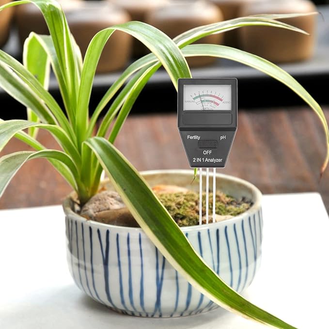 Soil PH Tester Soil Fertility Meter 2 in 1 Dual Function Soil Testing Kit for Home Garden Lawn Farm Indoor Outdoor Use ABS Material 6.5x3.2x18cm