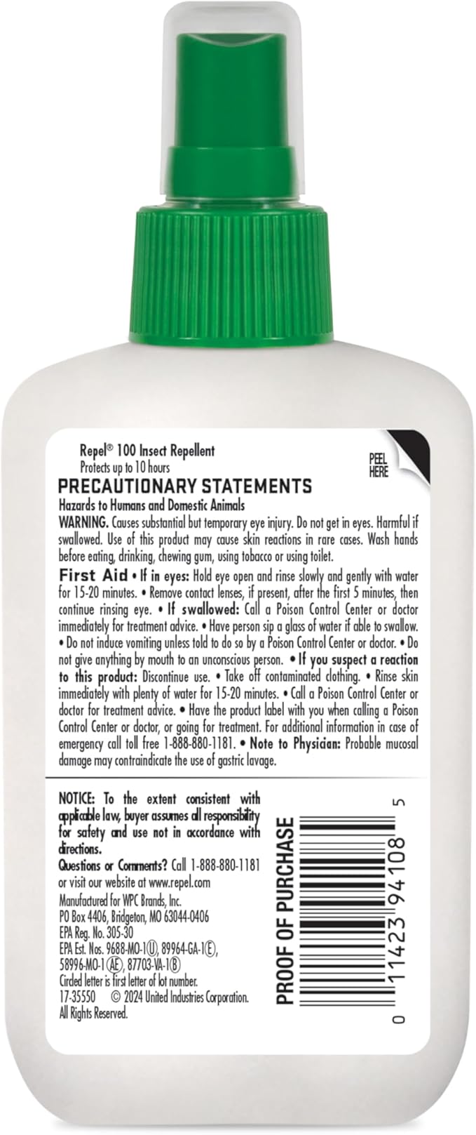 Repel 100 Insect Repellent, 4 Ounces, With DEET, 10-Hour Protection Long-Lasting Insect Repellent Pump Spray Repels Mosquitoes, Ticks, Gnats, Biting Flies, Chiggers And Fleas, 6 Pack