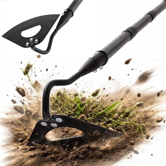 Hollow Garden Hoe - Heavy Duty Triangle Weed Hoes for Gardening,42" Adjustable Long Handle, Sharp Blade Hand Weeding Tool for Vegetable Gardens, Flower Beds, Lawn Edges & Tight Spaces