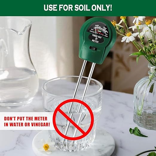 Soil Probe All-in-One pH/Moisture/Light Tester Digital Plant Care Soil Meter for Garden, Lawn, Farm, Indoor & Outdoor Use Promotes Healthy Plant Growth (Green ST-01) (Black)