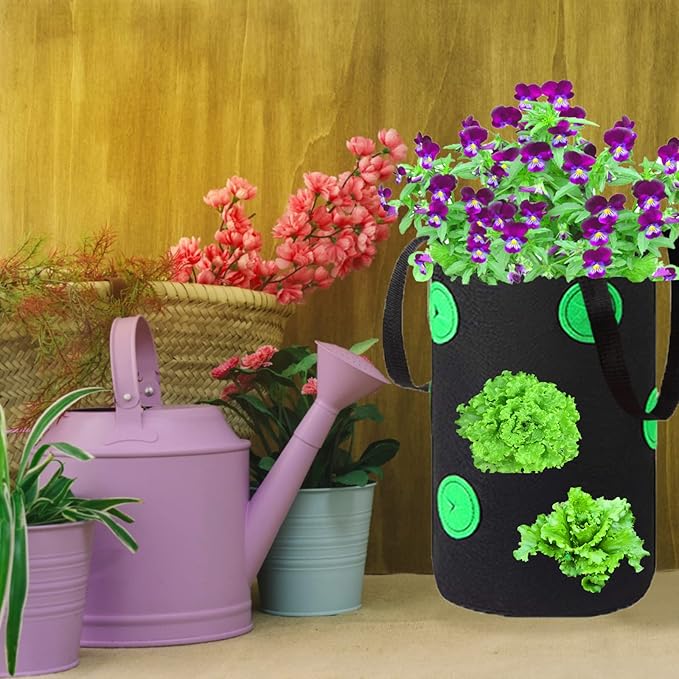 Miewslan 5 Gallons Hanging Planting Grow Bags, Garden Upside Down Planter Strawberry Tomato Potato Grow Bag Vegetable Planting Bag with Holes