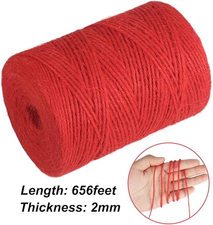 Vivifying Red Twine, 656 Feet 2mm Christmas Twine String for Gift Wrapping, Crafts, Packing and Decoration