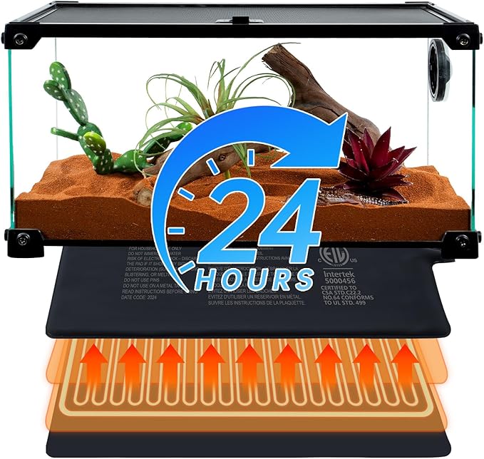 REPTI ZOO 6" X 8" Reptile Heat Pad Fast Heating Pad with Adjust Knob 8W Reptile Heat Mat for Turtles/Hermit Crabs/Bearded Dragons/Leopard Geckos/Snakes/Lizards, and Seed Germination
