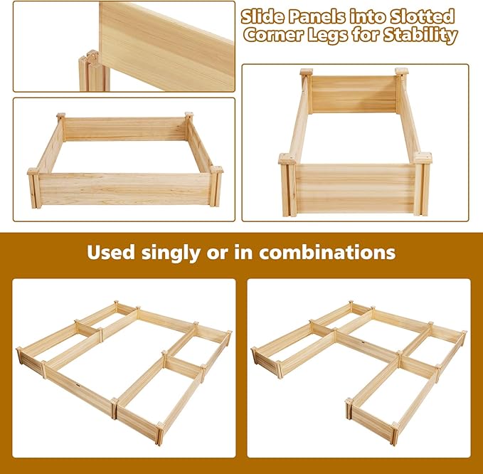 COSTWAY Garden Bed, Wooden Planter Box Stand with Large Planting Space for Vegetables, Fruit, Herbs, Flower, Garden Planting Bed for Backyard, Patio, Balcony