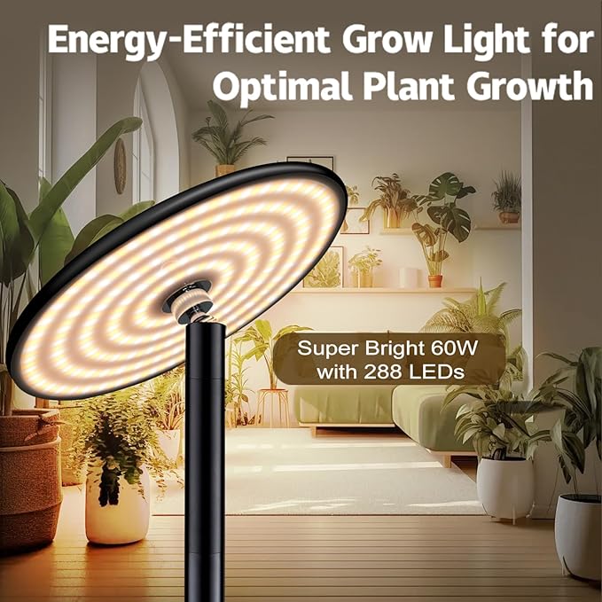 Grow Light for Indoor Plants 60W Full Spectrum LED, 85" Adjustable Standing Plant Light, Tall Grow Light with Timer & 10-Level Dimmable, Ideal for Large Plants & Indoor Trees