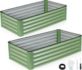 INNO STAGE Galvanized Raised Garden Bed Kits, 4x2x1ft Metal Raised Garden Beds Outdoor, Steel Raised Planter Bed with Gloves for Vegetables & Flowers Patio Ground Planter Box (Olive Green, 2PCS)