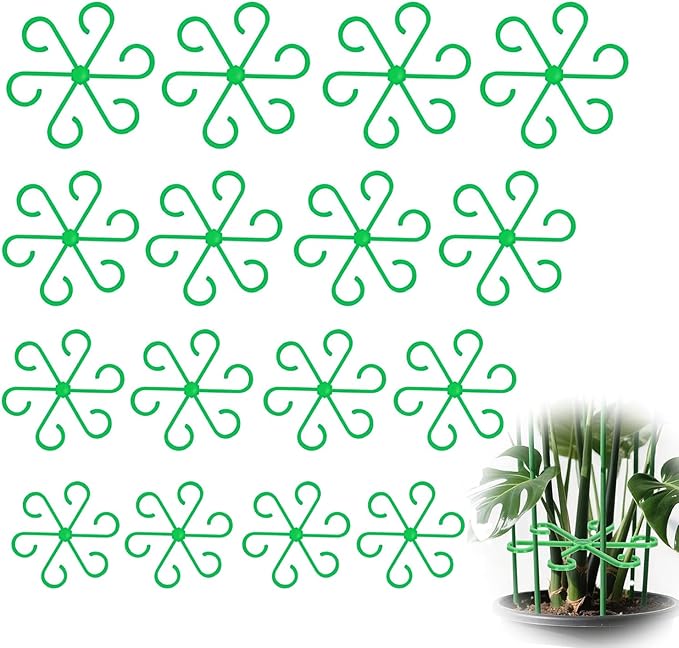 16pcs Plant Stem Support Reusable Plant Growth Accessories 4 Sizes,Climbing Houseplant Stem Supports,Plant Support Rings, Leaf Holders, Indoor Plant Stakes Stabilizer Accessories
