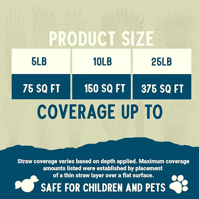 Blue Mountain Hay Organic Garden Straw (25 lb) - Natural Mulch for Gardening, Flower Beds & Landscaping, New Lawn Grass Seeding, Compost, Raised Garden Bed, Cat Grass & Grass Seed
