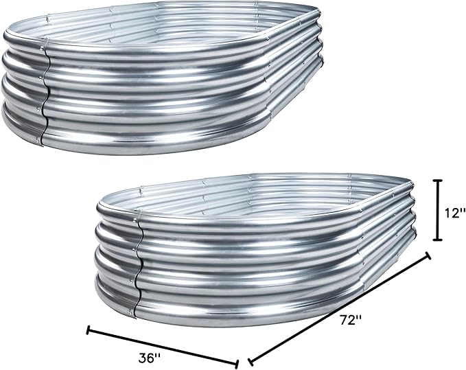 Elevon 2PCs Galvanized Raised Garden Bed Kit Galvanized Planter Raised Garden Boxes, 6x3x1ft