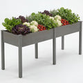 DUMOS Raised Garden Bed with Legs, 72x23x30 Inch Planter Box Outdoor with Liner for Herbs Flowers Vegetables, Elevated Wooden Garden Bed for Patio, Balcony and Backyard, Grey
