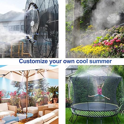 360° Adjustable Mister Drip Irrigation System -Water Trampoline Sprinkler Kit for Kids Summer Fun.50Ft Garden Greenhouse Plant Watering System with 8 Nozzles for Yard, Lawn, Plants (33FT)