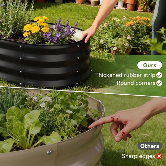 COMHOMA 3 Pack Raised Garden Bed 4x2x1ft,Galvanized Metal Planter Box Kit for Outdoor Gardening,Large Vegetable Flower Growing Beds with Gloves Tools,Black