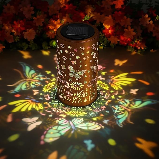 ZKLILI Mothers Day Gifts for Mom,Colorful Butterfly Solar Lanterns Outdoor Waterproof Garden Decor Gifts for Women Mom Grandma Hanging Garden Decoration for Yard, Patio, Backyard, Porch for Gift