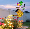 Solar Metal Watering Can with Hummingbird Shepherd Hook and Cascading Lights, Outdoor Solar Lantern for Garden, Yard, Patio Decor and Gardening Gifts for Women Mother's Day