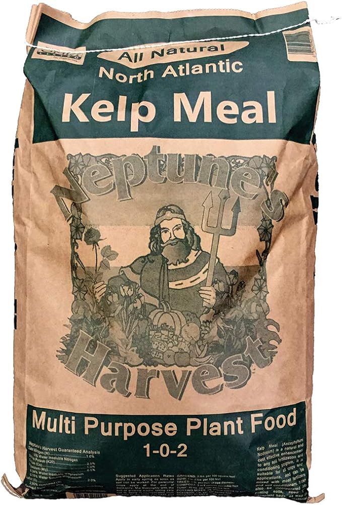 Neptune’s Harvest Organic Kelp Meal Plant Food (1-0-2) - 50 lb Resealable Bag - Multi-Purpose Seaweed Fertilizer - Indoor & Outdoor Plant Fertilizer for Lawns, Gardens, Vegetables & Bulbs