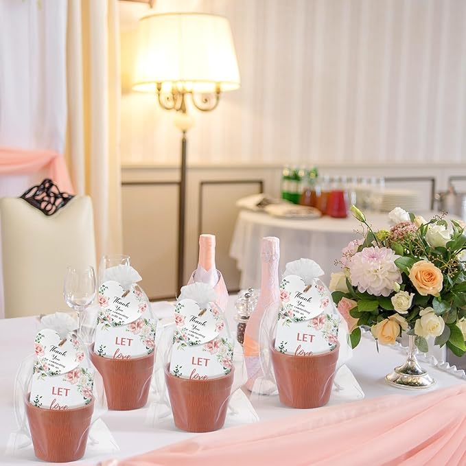 Ctosree 50 Sets Let Love Grow Wedding Favors for Guests Self Adhesive Seed Packets (Seed Not Include) Terracotta Flowerpot Thank You Tags and Organza Gift Bags for Bridal Shower Wedding Party Favors