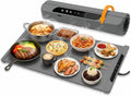 26"x15" Dark Gray Electric Food Warming Silicone Mat - 10 sec Fast & Even Heating Tray - Upto 10 Hrs Timer, 50-100°C Adjustable Temp, Child Lock & Safety Edge, Portable Warmer Pad for Kitchen & Buffet
