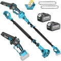 SEESII 2-in-1 Cordless Pole Saws for Tree Trimming, 6 Inch Mini Electric Chainsaw with 2 x 4000mAh Batteries, Battery Powered Chain Saw with Extension Pole, Tree Trimmer Limb Branch Cutter Pruner
