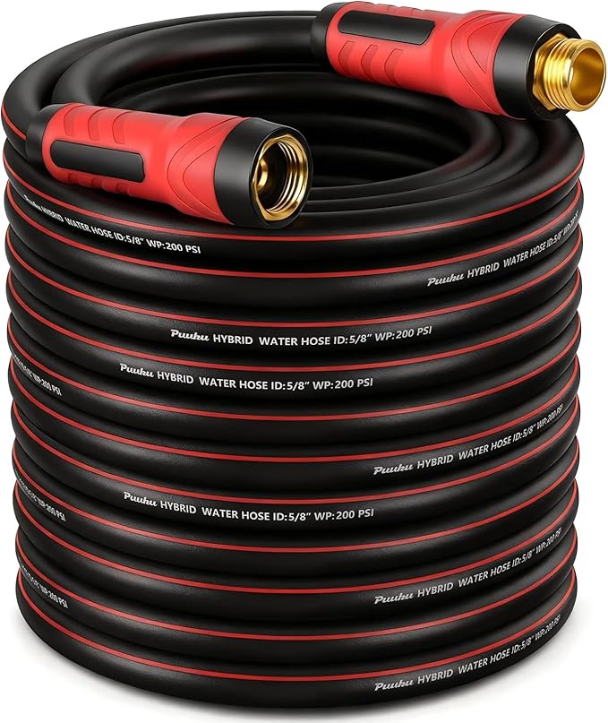 Garden Hose 100ft x 5/8", NON-EXPANDABLE Heavy Duty Premium Flexible Water Hose, No Kink, Leakproof, Lightweight Hybrid Hose with Male to Female Fittings for Household&Backyard