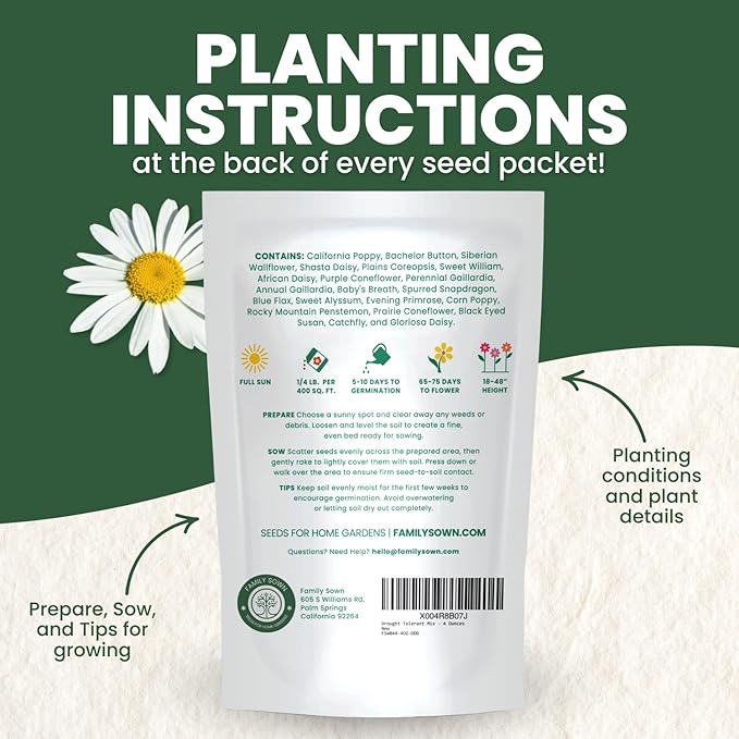 Drought Tolerant Mix – 90,000 Seeds for Planting – 2026 Season – 4 Ounce Pouch
