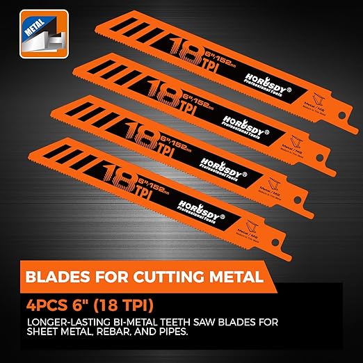 HORUSDY 20-Piece Reciprocating Saw Blades Set, 6 & 8 Inch Wood and Metal Cutting Blades with Storage Box, Multi-Size for Pruning, Wood, and Metal Cutting Tools