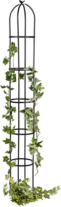 Evergreen Metal Garden Obelisk Trellis for Climbing Plants Outdoor, Indoor Plant Trellis for Potted Plants, Floral Pattern Arch Trellis (Black, 7 ft. Round)