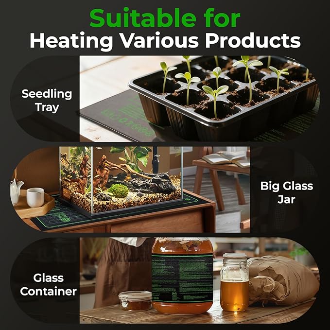 Seedling Heat Mat - KOKOPRO Durable Waterproof Heat mat for Plants Warm Hydroponic Heating Pad for Indoor Home Gardening Seed Starter 10" x 20.75"（4 in1）