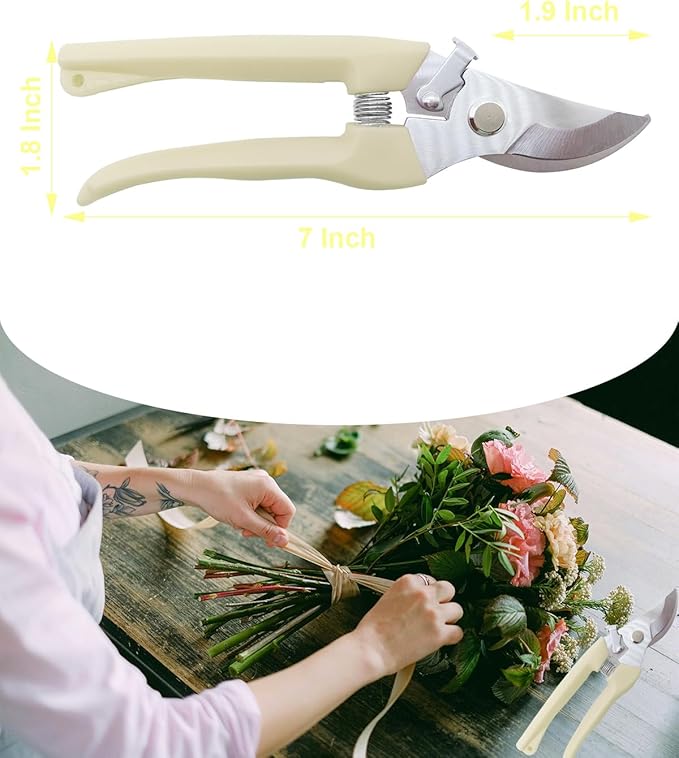 Pruning Shears for Gardening, 2 Pack Garden Scissors for Cutting Fresh Flowers, Floral Clippers for Plants, Fruits (Yellow)