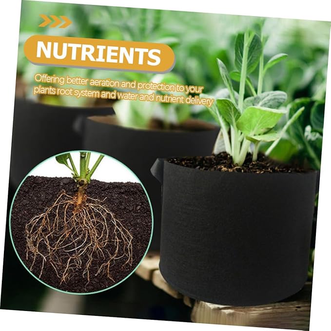 Luxshiny 6pcs Nonwoven Felt Plant Growing Bags with Handles, 35x30cm Thickened Garden Nursery Grow Bags for Vegetables Flowers Indoor Outdoor Planting