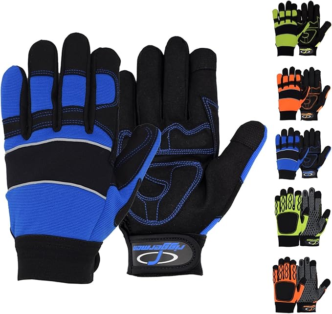 Men’s Heavy Duty Work Gloves Utility Mechanic Working Touchscreen Anti-Slip Palm & Knuckle Protection Safety Gloves