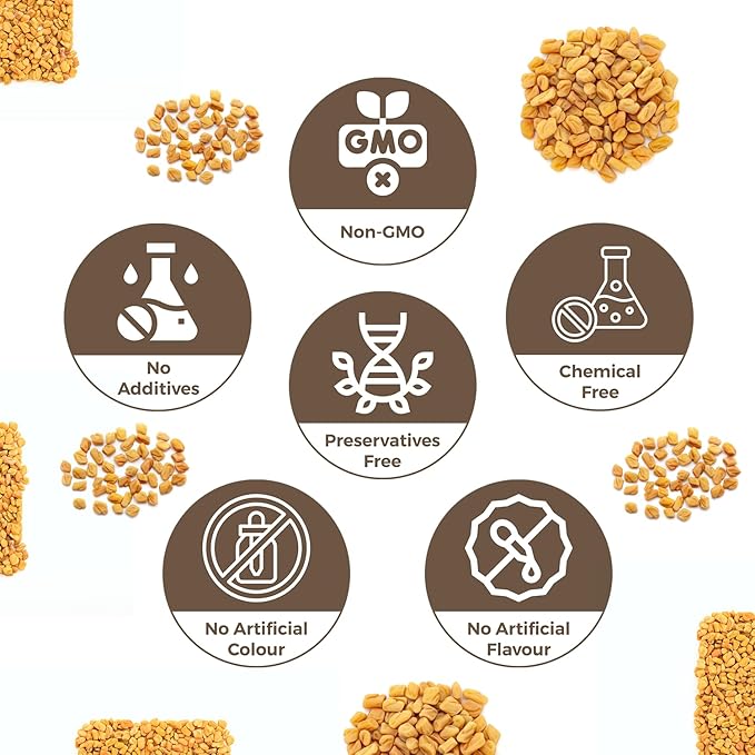 CARMEL ORGANICS Fenugreek |Methi Seeds (Powder, 8 Ounce or 0.5 Lbs)(Pack of 1) | USDA Certified Organic | Non-Gmo | No Added Preservatives | Indian Origin Fenugreek Seeds